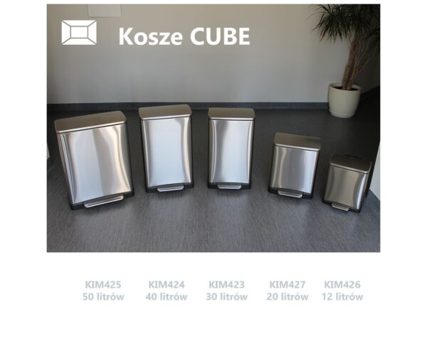 Kosz prostokątny CUBE, pojemność 30 l, stal matowa Kosz prostokątny CUBE, pojemność 30 l, stal matowa