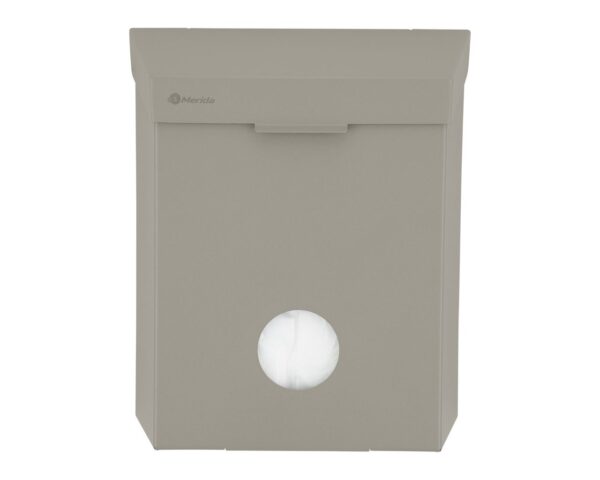 Kosz do damskich toalet MERIDA STELLA STONE GREY LINE z pojemnikiem na torebki higieniczne, pojemność 4,4 l, szary kamienny Kosz do damskich toalet MERIDA STELLA STONE GREY LINE z pojemnikiem na torebki higieniczne, pojemność 4,4 l, szary kamienny