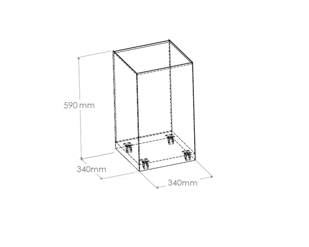 Kosz podblatowy na kółkach MERIDA STELLA, pojemność 60 l, stal matowa
