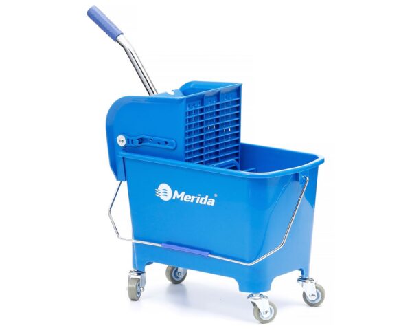 Wiadro 20l na kółkach samoskrętnych z wyciskarką i prasą do mopów
