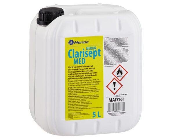 Płyn dezynfekcyjny MERIDA CLARISEPT MED do higienicznej dezynfekcji rąk oraz powierzchni, kanister 5 l