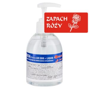 Płyn dezynfekcyjny o zapachu róży MERIDA POLANA LUX DDR+ LIQUID do higienicznej dezynfekcji rąk, butelka 300 ml z pompką