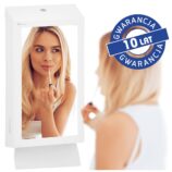 Pojemnik na ręczniki składane z lustrem ze stali SuperMirror „2w1" MERIDA STELLA SLIM WHITE LINE MEGA COMBO, biały