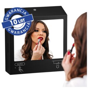 Pojemnik na ręczniki składane z bezdotykowym automatycznym dozownikiem mydła w pianie i z lustrem ze stali SuperMirror „3 w 1" MERIDA STELLA SLIM BLACK LINE COMBO, czarny