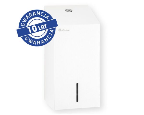 Pojemnik na papier toaletowy w listkach MERIDA STELLA WHITE LINE , pojemność do 450 szt., biały Pojemnik na papier toaletowy w listkach MERIDA STELLA WHITE LINE , pojemność do 450 szt., biały