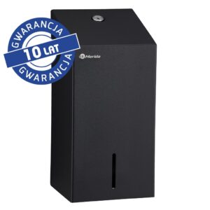 Pojemnik na papier toaletowy w listkach MERIDA STELLA BLACK LINE, pojemność do 450 szt., czarny