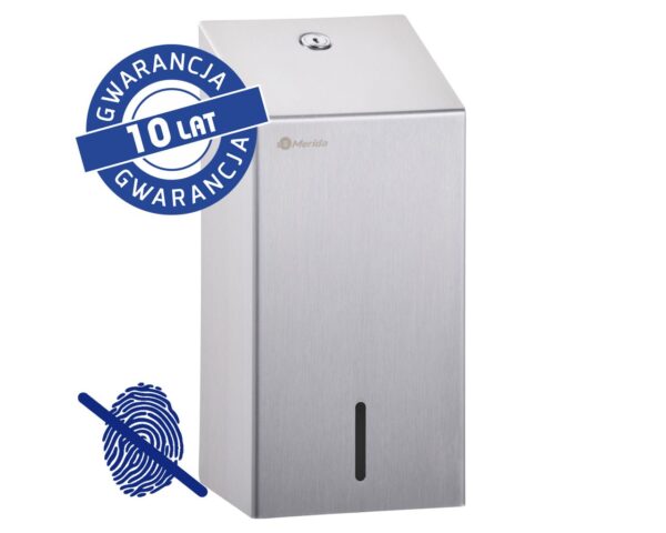 Pojemnik na papier toaletowy w listkach MERIDA STELLA Anti-FingerPrint, pojemność do 450 szt., stal matowa z powłoką AFP Pojemnik na papier toaletowy w listkach MERIDA STELLA Anti-FingerPrint, pojemność do 450 szt., stal matowa z powłoką AFP