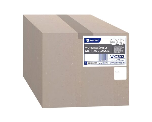 Worki na śmieci MERIDA, 110 x 110 cm, pojemność 240 l., rolka 10 szt., CZARNE, LDPE Worki na śmieci MERIDA, 110 x 110 cm, pojemność 240 l., rolka 10 szt., CZARNE, LDPE