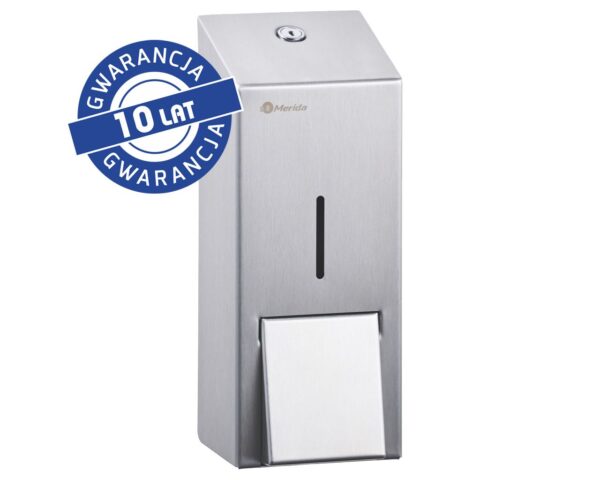 Dozownik mydła w płynie lub kremu do rąk MERIDA STELLA, na jednorazowe wkłady 880 ml, stal matowa