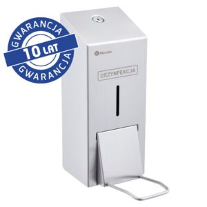 Dozownik płynu dezynfekcyjnego w sprayu z przyciskiem łokciowym MERIDA STELLA, pojemność zbiornika 800 ml, stal matowa