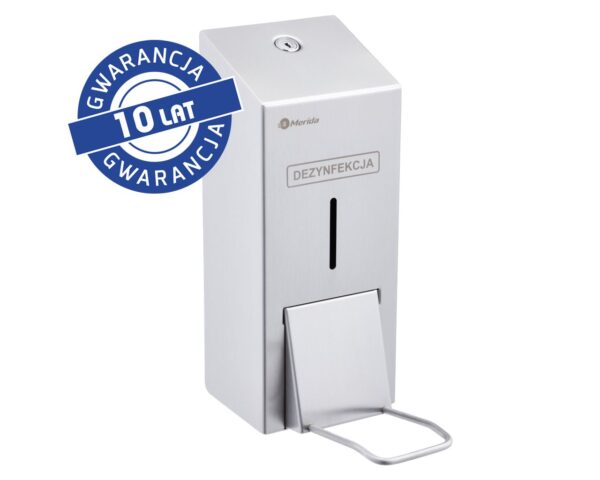 Dozownik płynu dezynfekcyjnego na jednorazowe wkłady 1000 ml z przyciskiem łokciowym MERIDA STELLA, stal matowa