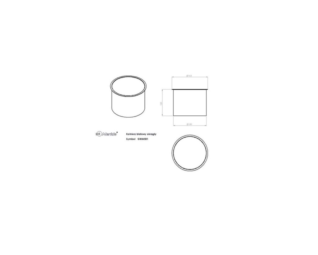 Kołnierz kosza nablatowy okrągły MERIDA STELLA SILK GREY LINE, szary jedwabisty