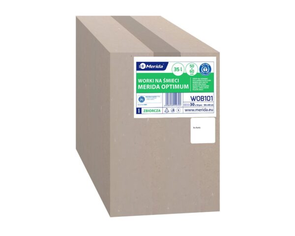 Worki na śmieci MERIDA OPTIMUM, 50 x 60 cm, pojemność 35 l, rolka 50 szt., BIAŁE, HDPE/LDPE Worki na śmieci MERIDA OPTIMUM, 50 x 60 cm, pojemność 35 l, rolka 50 szt., BIAŁE, HDPE/LDPE