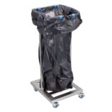 Stelaż na worki na kółkach, stal matowa