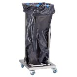 Stelaż na worki na kółkach, stal matowa