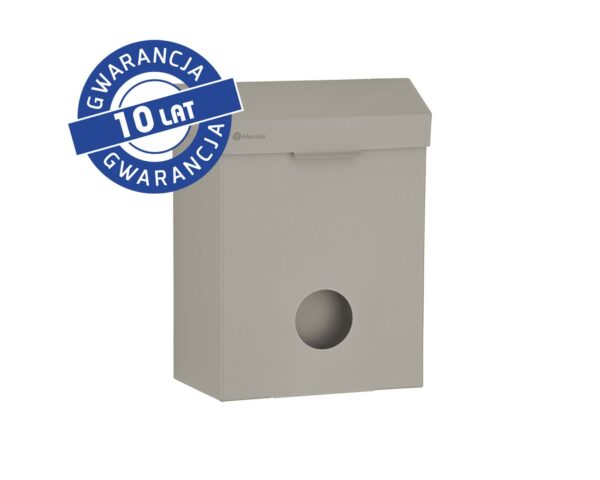 Kosz do damskich toalet MERIDA STELLA STONE GREY LINE z pojemnikiem na torebki higieniczne, pojemność 4,4 l, szary kamienny Kosz do damskich toalet MERIDA STELLA STONE GREY LINE z pojemnikiem na torebki higieniczne, pojemność 4,4 l, szary kamienny