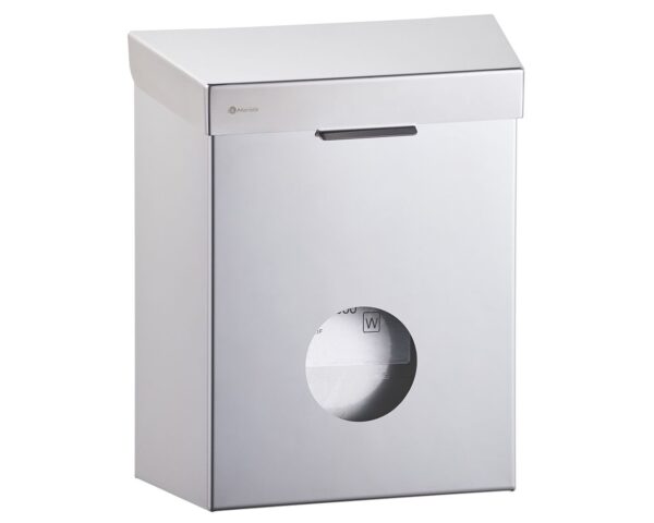 Kosz do damskich toalet MERIDA STELLA z podajnikiem torebek higienicznych, pojemność 4,4 l, stal matowa Kosz do damskich toalet MERIDA STELLA z podajnikiem torebek higienicznych, pojemność 4,4 l, stal matowa