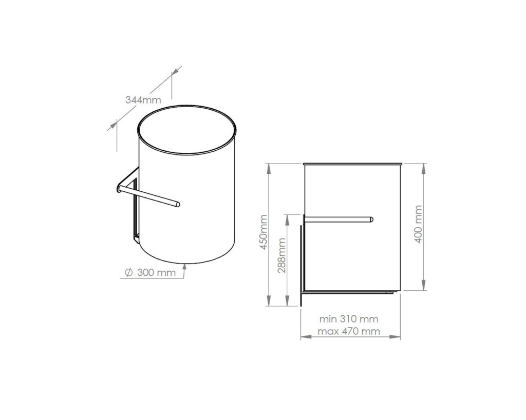 Kosz podblatowy regulowany MERIDA STELLA SILK GREY LINE, pojemność 30 l, szary jedwabisty