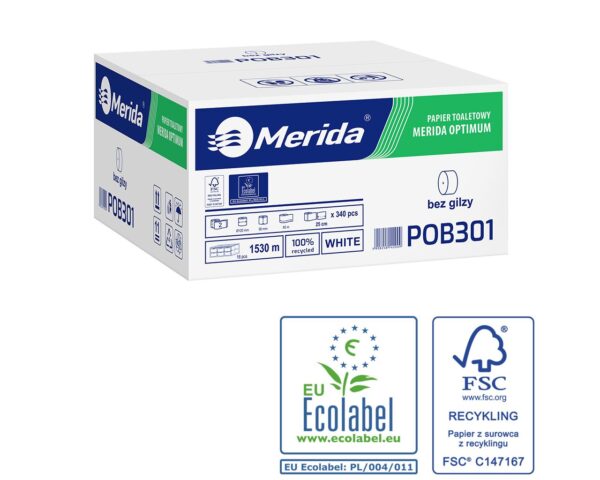 Pojemnik na cztery rolki papieru toaletowego bez gilzy MERIDA ONE czarny za 75 zł netto przy zakupie 2 kartonów papiery toaletowego MERIDA OPTIMUM POB301 (36 x 85 m = 3060 m, 12 240 listków) Pojemnik na cztery rolki papieru toaletowego bez gilzy MERIDA ONE czarny za 75 zł netto przy zakupie 2 kartonów papiery toaletowego MERIDA OPTIMUM POB301 (36 x 85 m = 3060 m, 12 240 listków)