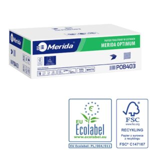 Pojemnik na papier toaletowy w listkach MERIDA HARMONY za 1 zł netto przy zakupie 2 kartonów papierów toaletowych MERIDA OPTIMUM POB403 (18 000 listków)