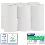 Papier toaletowy MERIDA OPTIMUM, biały, średnica 14 cm, długość 80 m, dwuwarstwowy, zgrzewka 12 szt., ECOLABEL