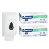Pojemnik na papier toaletowy w listkach MERIDA TOP za 1 zł netto przy zakupie 2 kartonów papierów toaletowych MERIDA OPTIMUM POB403 (18 000 listków)
