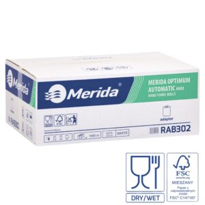 Podajnik ręczników MERIDA LUX CUT za 125 zł netto z 2 kartonami ręczników TOP AUTOMATIC RAB302