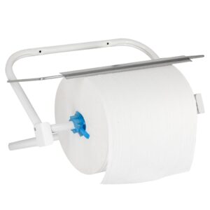 Wieszak na przemysłowe czyściwa w rolach, metalowy, biały