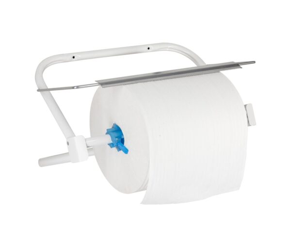 Wieszak na przemysłowe czyściwa w rolach, metalowy, biały