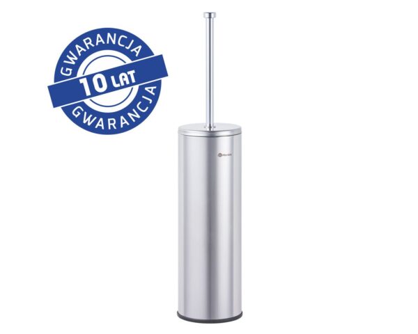 Szczotka do WC z uchwytem stawianym, tuba stojąca z przykrywką, stal polerowana Szczotka do WC z uchwytem stawianym, tuba stojąca z przykrywką, stal polerowana