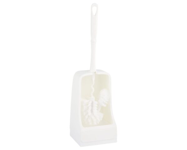 Szczotka do WC z uchwytem i z końcówką do czyszczenia wewnętrznej krawędzi muszli, kolor biały Szczotka do WC z uchwytem i z końcówką do czyszczenia wewnętrznej krawędzi muszli, kolor biały