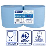 Czyściwo papierowe MERIDA TOP 28, długość 290 m, dwuwarstwowe, NIEBIESKIE, zgrzewka 2 sztuki, ECOLABEL