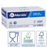 Ręczniki papierowe MERIDA TOP, białe, dwuwarstwowe, 3200 szt., ECOLABEL