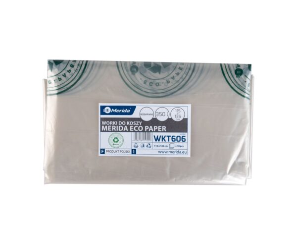 Worki na zużyte ręczniki papierowe, MERIDA ECO PAPER, 115 x 135 cm, pojemność 350 l, paczka 10 szt., BEZBARWNE, LDPE Worki na zużyte ręczniki papierowe, MERIDA ECO PAPER, 115 x 135 cm, pojemność 350 l, paczka 10 szt., BEZBARWNE, LDPE