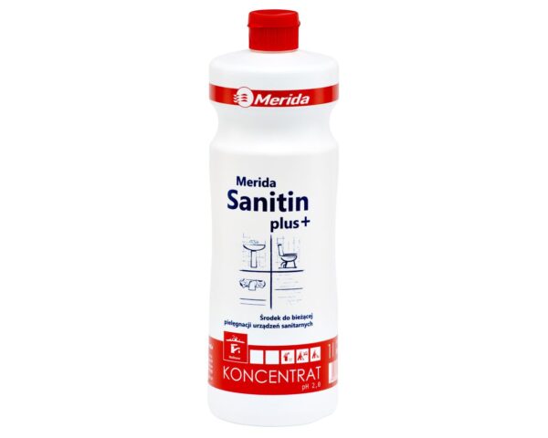 MERIDA SANITIN PLUS kwaśny środek do bieżącej pielęgnacji urządzeń sanitarnych, butelka 1 l
