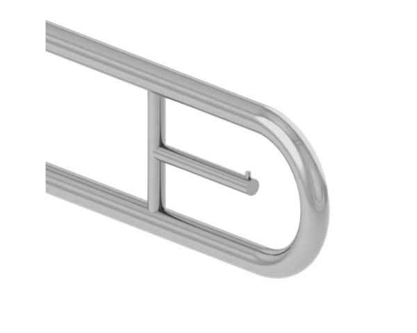 Poręcz uchylna łukowa 750 mm, z uchwytem na papier toaletowy Poręcz uchylna łukowa 750 mm, z uchwytem na papier toaletowy