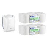 Pojemnik na papier toaletowy w listkach CENTER PULL biały za 75 zł netto przy zakupie 2 opakowań papieru MERIDA OPTIMUM POB702