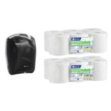 Pojemnik na papier toaletowy w listkach CENTER PULL czarny za 75 zł netto przy zakupie 2 opakowań papieru MERIDA OPTIMUM POB702