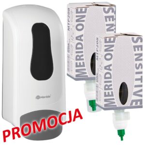 Dozownik mydła w pianie MERIDA ONE i 2 wkłady z mydłem MERIDA ONE SENSITIVE ICE BLUE
