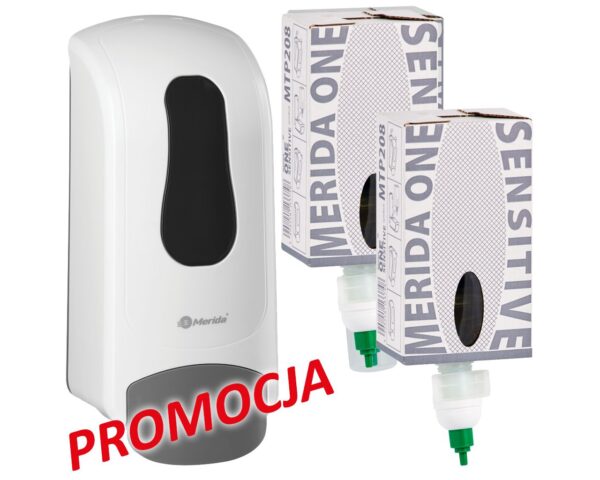 Dozownik mydła w pianie MERIDA ONE i 2 wkłady z mydłem MERIDA ONE SENSITIVE ICE BLUE