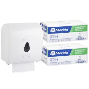Mechaniczny podajnik ręczników MERIDA TOP szary za 100 zł netto przy zakupie 2 kartonów ręczników MERIDA OPTIMUM AUTOMATIC RAB302 (12 x 250 m = 3 000 m, 11 100 listków)