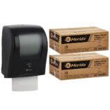 Automatyczny bezdotykowy podajnik ręczników MERIDA ONE czarny za 250 zł netto przy zakupie 2 kartonów ręczników MERIDA ECONOMY AUTOMATIC RAZ301