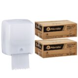 Mechaniczny podajnik ręczników MERIDA HARMONY za 100 zł netto przy zakupie 2 kartonów ręczników MERIDA ECONOMY AUTOMATIC RAZ301 (12 x 250 m = 3 000 m, 11 100 listków)