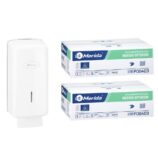 Pojemnik na papier toaletowy w listkach MERIDA ONE za 1 zł netto przy zakupie 2 kartonów papierów toaletowych MERIDA OPTIMUM POB403 (18 000 listków)