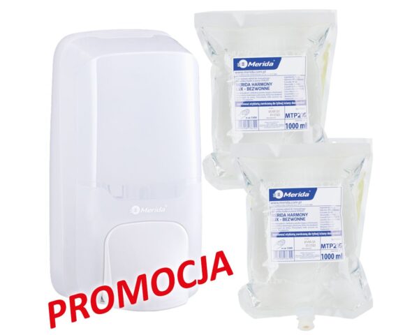 Dozownik mydła w pianie MERIDA HARMONY i 2 wkłady z mydłem MERIDA HARMONY LUX BEZWONNE