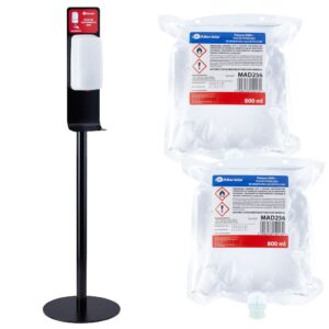 Wolnostojący zestaw do dezynfekcji rąk z automatycznym bezdotykowym dozownikiem MERIDA HARMONY AUTOMATIC i 2 wkłady z płynem MERIDA POLANA DDR+