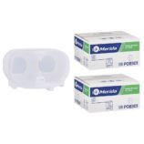 Pojemnik na dwie rolki papieru toaletowego bez gilzy MERIDA HARMONY za 50 zł netto przy zakupie 2 kartonów papiery toaletowego MERIDA OPTIMUM (36 x 85 m = 3060 m, 12 240 listków)