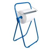 Stojak na przemysłowe czyściwa w rolach, metalowy, niebieski