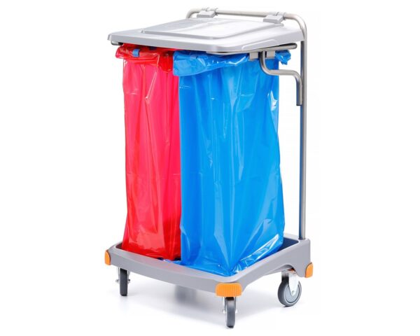 Wózek na odpady dwukomorowy, stelaż stal nierdzewna, 2 worki 70 l, TSO-0018 Wózek na odpady dwukomorowy, stelaż stal nierdzewna, 2 worki 70 l, TSO-0018