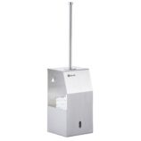 Szczotka do WC z uchwytem mocowanym do ściany, stal matowa